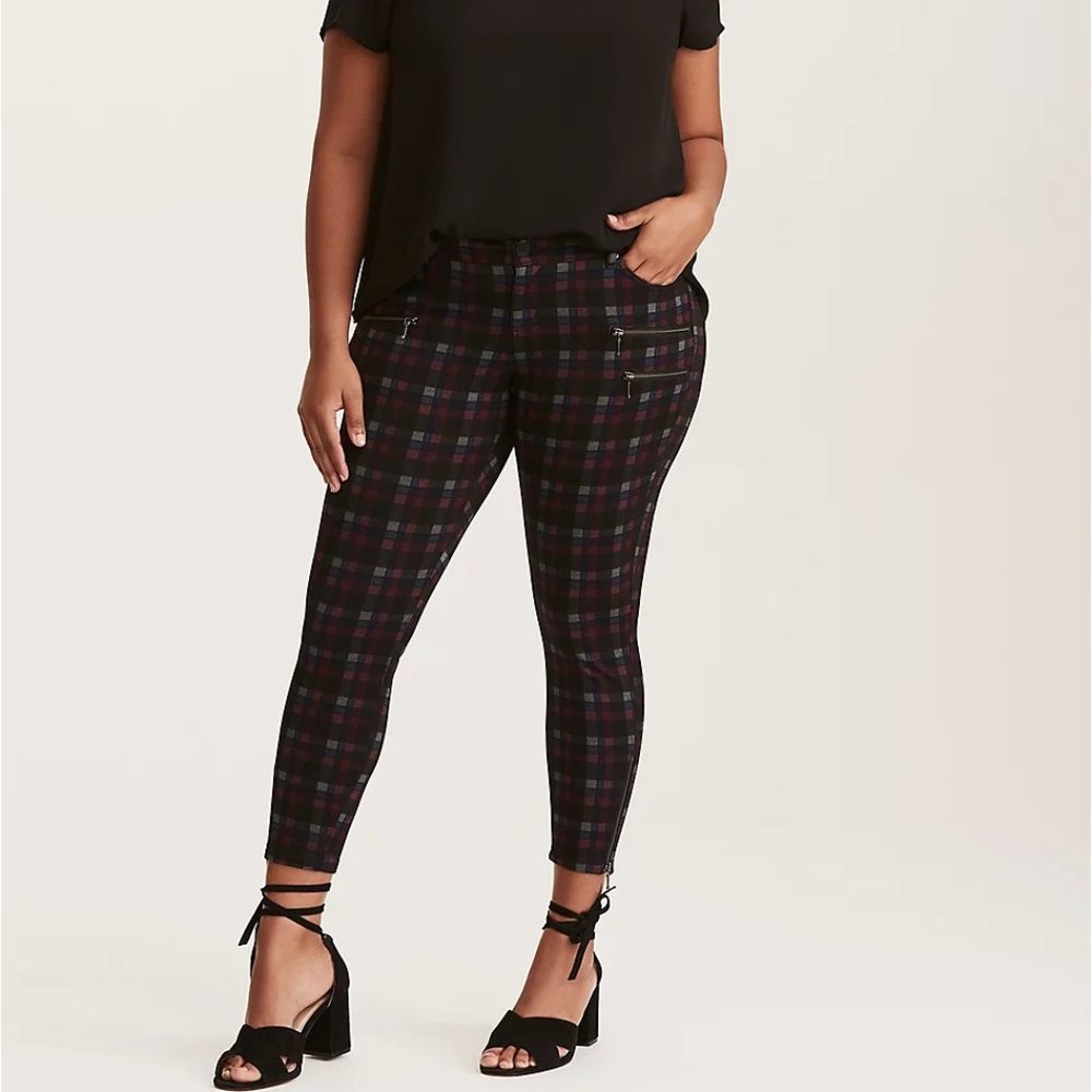 Torrid Ankle Skinny Plaid Ponte Pants